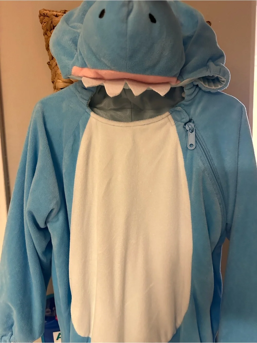 Blue Plush Shark Kids Costume with Hood
